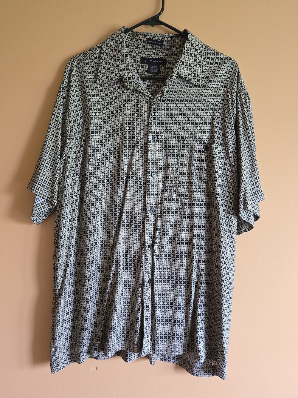 jf j.ferrar Men's Short Sleeve Button-Up Shirt Geometric Print